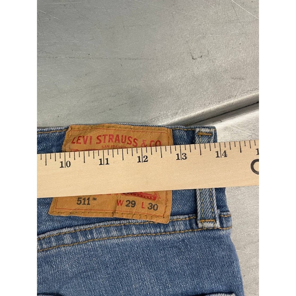 Levis 511 Jeans Mens 28x30 Blue Medium Wash Outdoor Straight - Picture 13 of 15